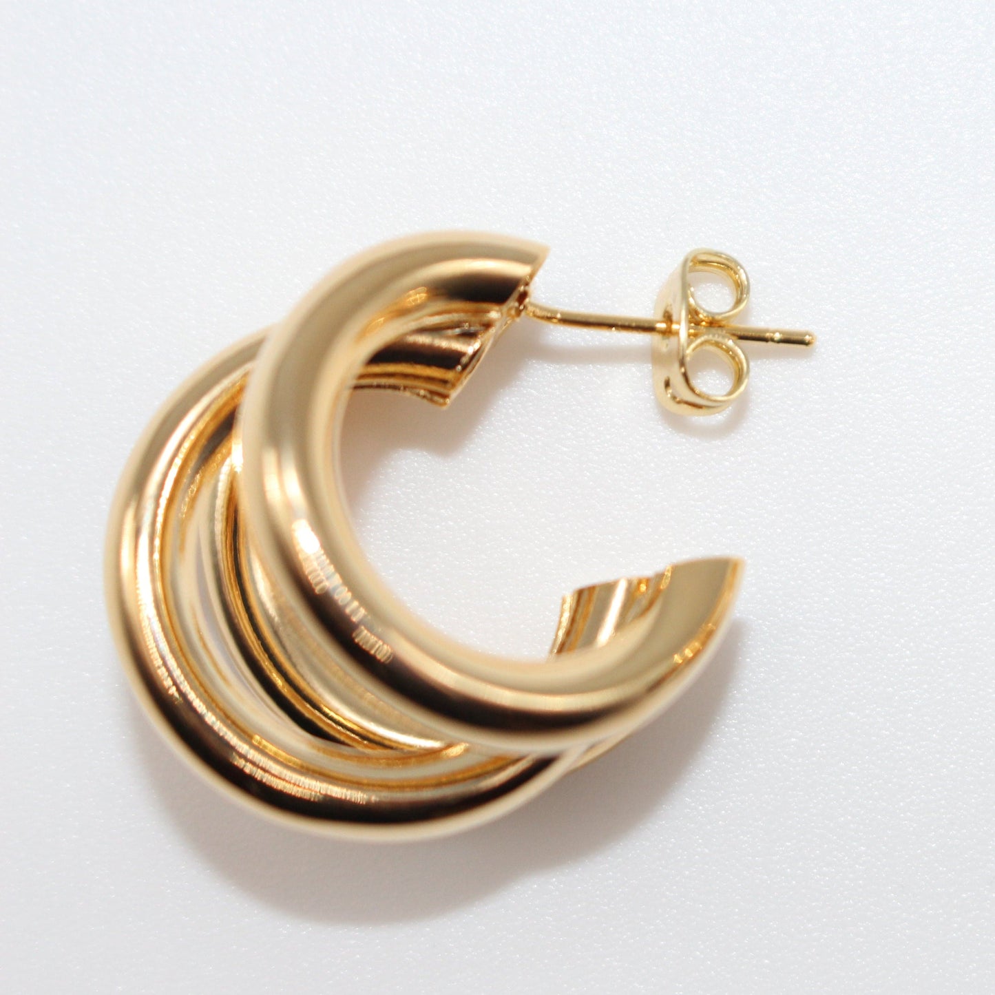 Chunky Triple Hoop Earrings in Gold