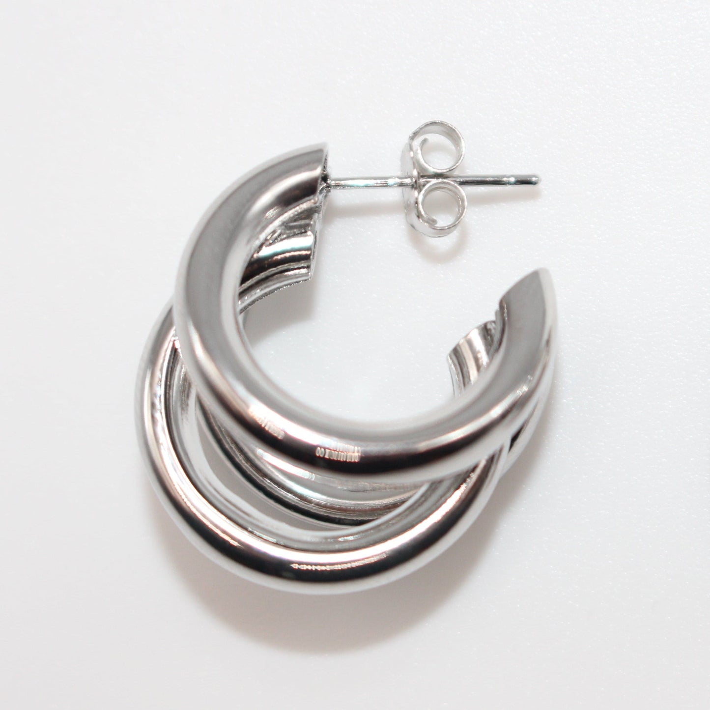 Chunky Triple Hoop Earrings in Gold