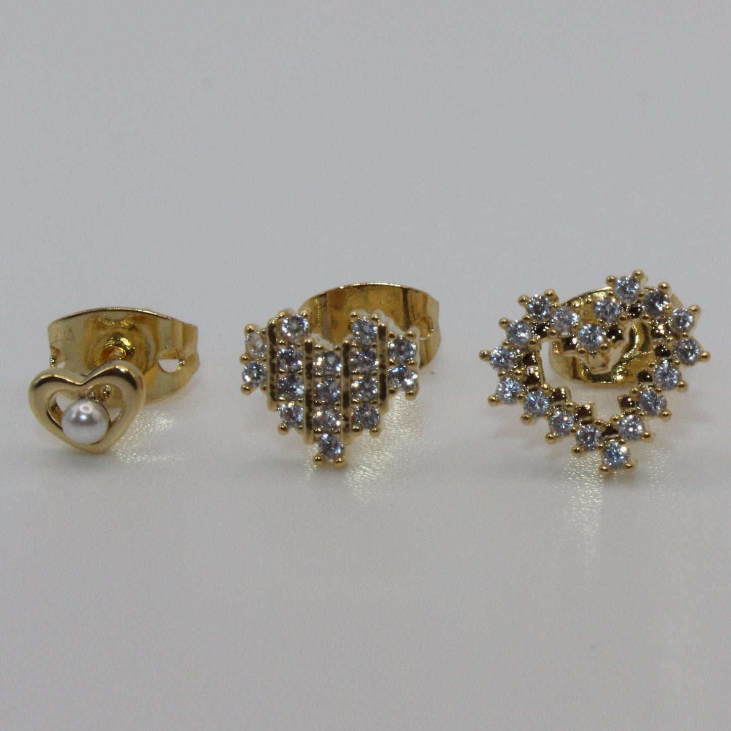 Three Heart Stud Earring Set