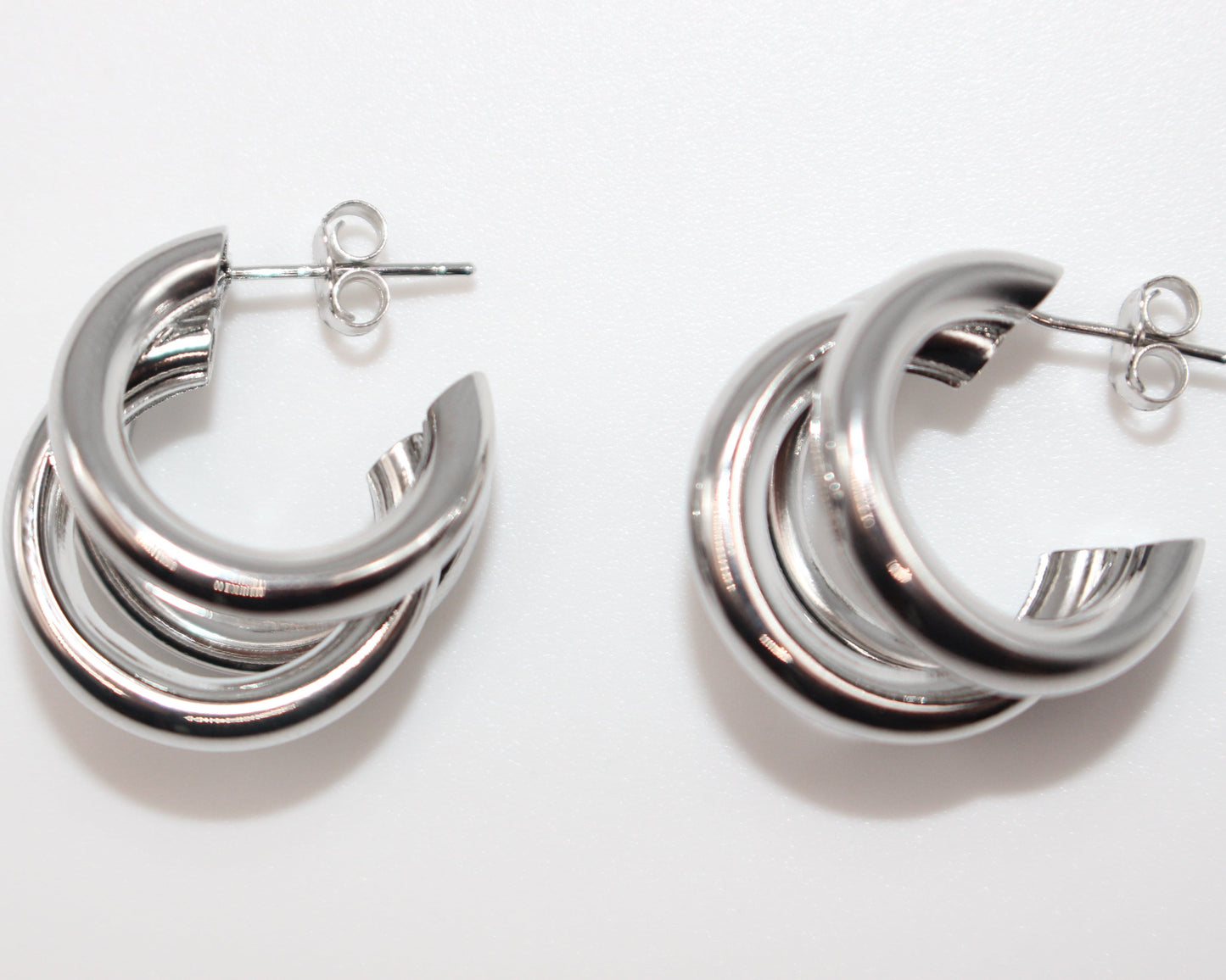 Chunky Triple Hoop Earrings in Gold
