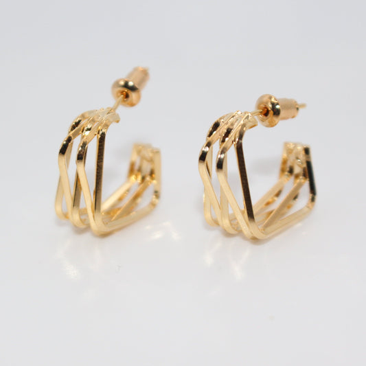 Triple Layer Hoop Earrings - Modern Gold Jewelry