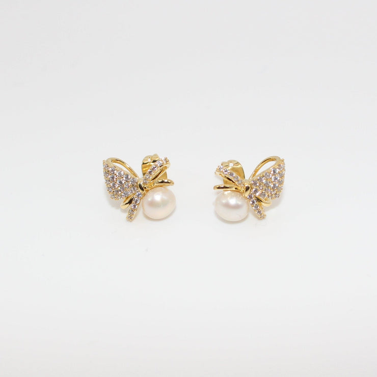 Whimsical Pearl Butterfly Earrings