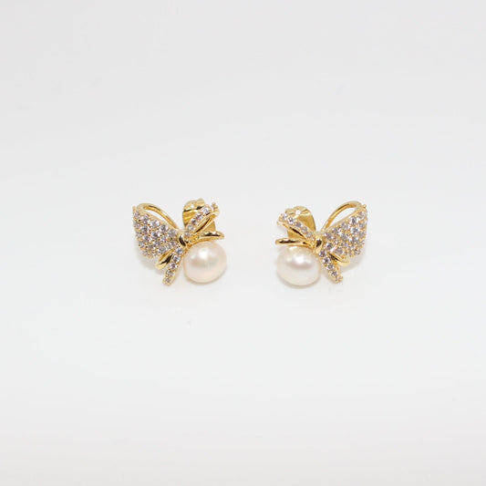 Whimsical Pearl Butterfly Earrings