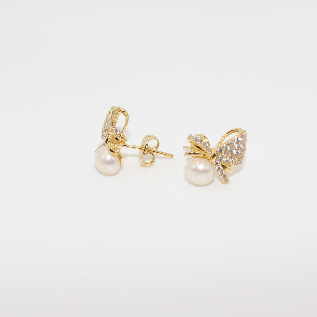 image Whimsical Pearl Butterfly Earrings