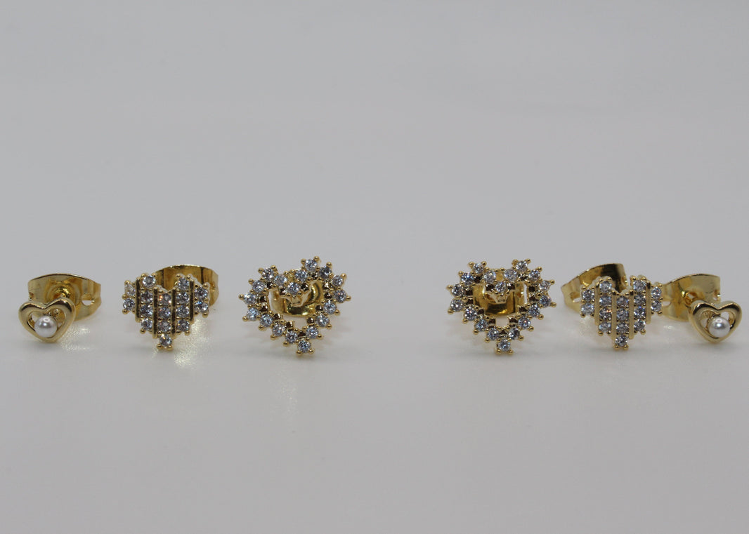 image Three Heart Stud Earring Set